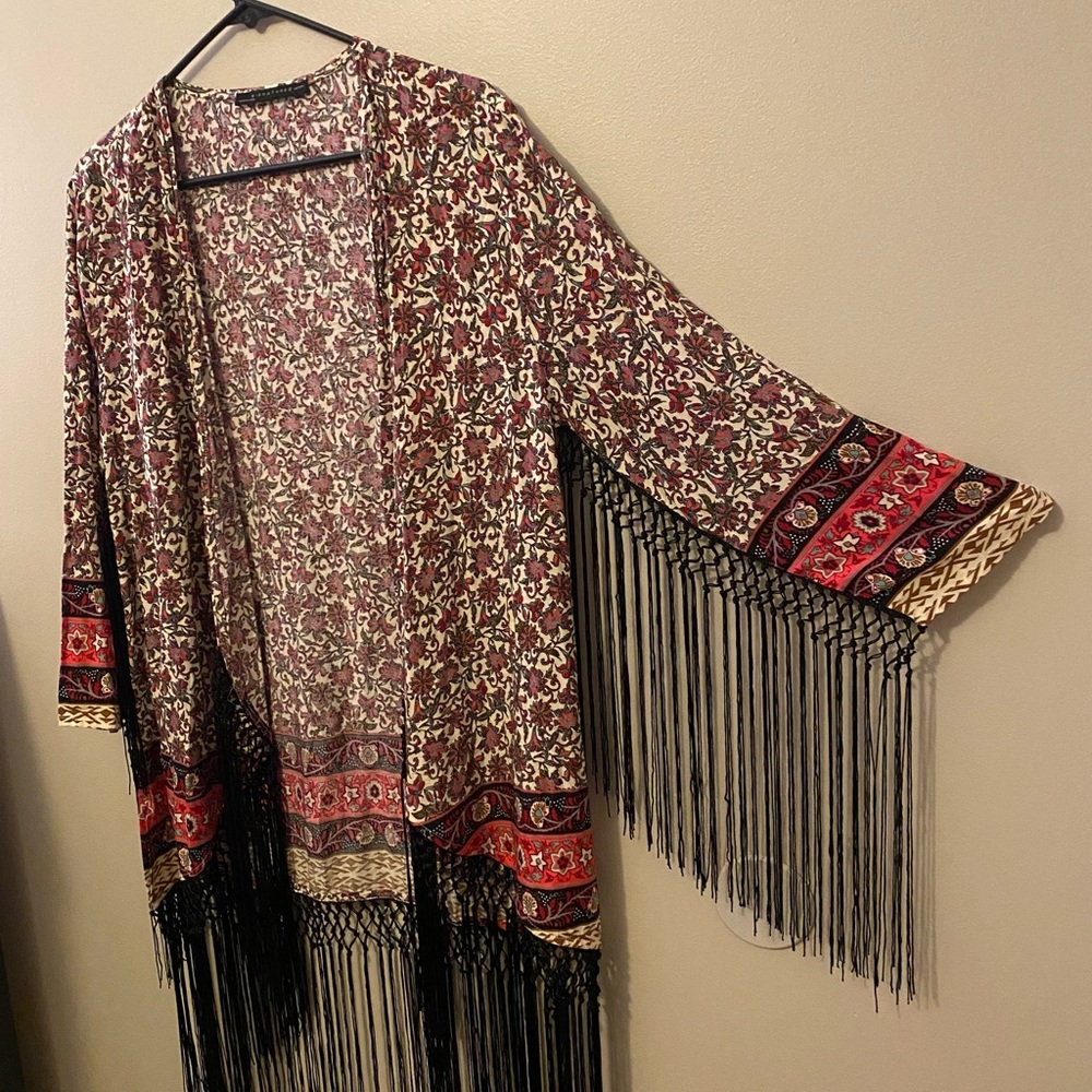 Floral Fringe Cardigan